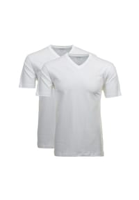 RAGMAN - T-Shirt, 2er-Pack, V-Ausschnitt, für Herren - 006 WEISS