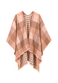 collezione alessandro® - Poncho Karo kuschelweich, Made in Italy - beige