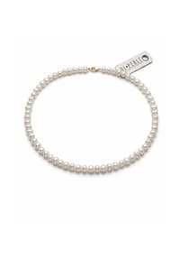 DI PERLE® DI PERLE Schmuckkollektion - Süßwasser Zuchtperlen Halskette Collier aus 925er Silber vergoldet, 50 cm - weiß