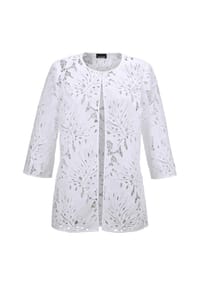 GOLDNER - Kurzgröße:  Weiße Jacke mit Blätterdessin - weiß