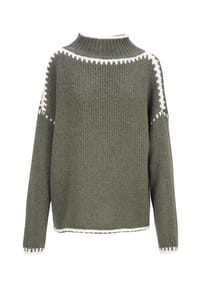 Seasons of April - Strickpullover JOLIE Damen Pullover mit Stehkragen und Farbakzenten, Jolie - Creme