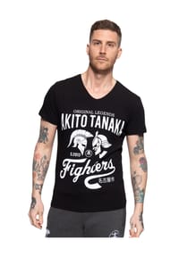 AKITO TANAKA - T-Shirt mit coolem Kontrast-Print Gladiator Fighters - rot