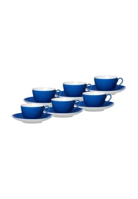 Ritzenhoff & Breker Kaffeetassen mit Untertassen Doppio 200 ml 6er Set - DOPPIO - blau