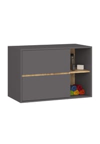 Akord - Badezimmer-Hängeschrank W90 mit 2 Schubladen und 2 Einlegeböden - artisan-eiche/graphitgrau