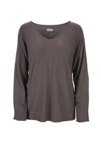 Seasons of April - Langarmshirt Maya Damen Shirt mit V-Ausschnitt, Langärmelig - Beige
