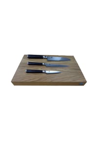 KAI - Shun Hackbrett Set, 4-tlg., Allzweckmesser, Santoku - silber