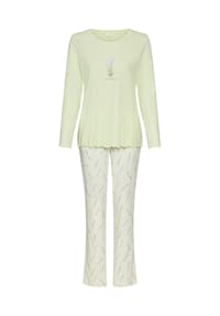 LASCANA - Schlafanzug Lavender Love, Wellensaum, für Damen - 27887 GREEN AOP