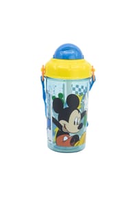 Disney - Disney Mickey Kinder Trinkflasche 465?ml mit Strohhalm und Tragegurt - Mehrfarbig 18x8,9x8 cm