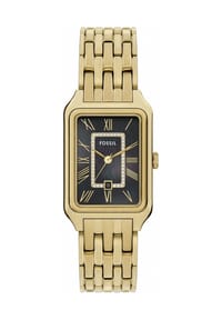 FOSSIL RAQUEL - Fossil Damenuhr Raquel mit Dreizeiger-Datum und braunem Kroko-Leder, ES5418 - Gold