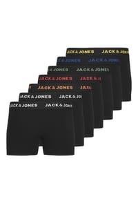 JACK & JONES - Jungen Boxershorts, 7er Pack - JACBASIC TRUNKS, Baumwollmischung, Logobund - Schwarz