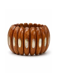 collezione alessandro® - Armband Holz elastisch, aus Holz mit Muscheln - braun