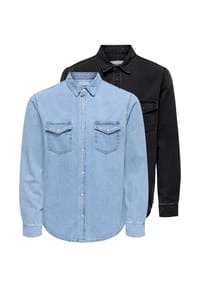 ONLY & SONS - Jeanshemd 2er Pack Bane - Blue denim