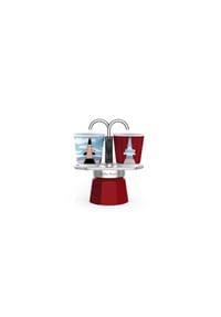 BIALETTI - Espressokocher-Set Mini 3-tlg. Express Magritte für 2 Tassen, Bunt, 90 ml - Bunt