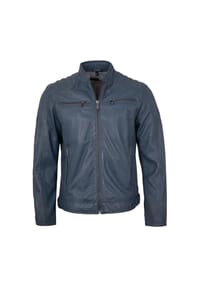 deercraft - Herren Lederjacke Lammnappa blau - blue