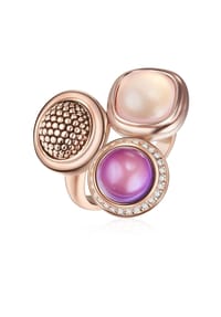 Luluandjane - Damen Ring aus Metall-Legierung in Roségold mit Glas - roségold