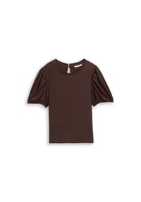 DENIM TOM TAILOR - T-Shirt, Knopfverschluss, für Damen - 40163 BROWN PALMTR