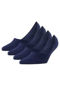 Burlington - Damen Füßlinge, 4er Pack - Everyday IN, Anti-Slip Heel, einfarbig - Blau