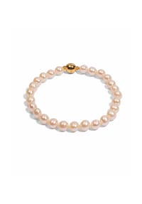 DI PERLE® DI PERLE Schmuckkollektion - Süßwasser Zuchtperlen Armschmuck Armband aus 925er Silber vergoldet, 19 cm - weiß