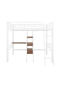 KOMHTOM - Hochbett 90x200cm mit Schreibtisch in 90x200cmMetall - Weiß