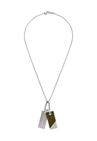 EMPORIO ARMANI - Herren Kette mit Anhänger "Dog Tag", Edelstahl - SILBER