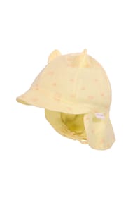 maximo® - GOTS BABY-Schildmütze, Öhrchen Musselinstoff, Nackenschutz, Bindeband - altrosa
