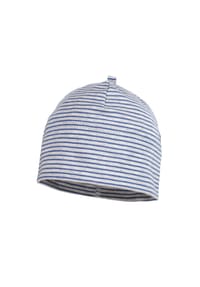 maximo® - GOTS BABY-Beanie, Ringeljersey UV 50 - camelia-weiß