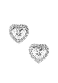 SMART JEWEL® - Ohrstecker herzförmig mit weißen Zirkoniasteinen, Silber 925 - gold