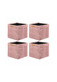 Lycce - Faltbare Aufbewahrungsbox, 4er Set - Cord, passend für Kallax Regal, abnehmbarer Bezug, robust, formstabil - Altrosa