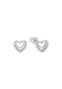amor - Damen Ohrstecker Herz, 925er Silber - silber