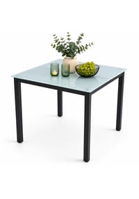 VCM. Gartentisch aus Glas und Aluminium | Esstisch | ca. H. 73 x B. 80 x T. 80 cm | Anthrazit | Balkontisch Gartenmöbel - VCM Miami - Mattglas
