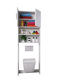 VCM. - Holz WC Toilette Regal | Toilettenüberbau | Überbauschrank | Wandschrank | Maße ca. B. 64 x  H. 190 x T. 25 cm  - Totas - Weiß