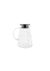 ALMINA® - Kia Caraffa Elegante Glaskaraffe mit Edelstahldeckel & Bubble-Design, - Transparent-Silber 21 x 15 cm