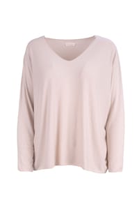 Seasons of April - Langarmshirt Maya Damen Shirt mit V-Ausschnitt, Langärmelig - Beige