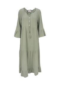 Seasons of April - Musselin Kleid von AMARA MUSSELIN Seasons of April Musselin Maxikleid Amara Damen Baumwolle Boho Lang - Khaki
