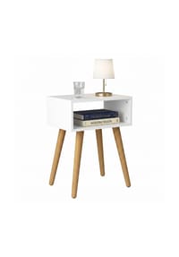 VCM. - Beistelltisch Nachttisch mit offenem Ablagefach, 45 x 30 x 56 cm, Holzoptik, modernes Retro-Design - Singol  M - Anthrazit