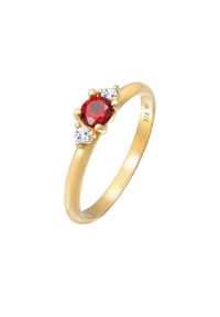 elli. PREMIUM - Ring Granat Topas Klassik Rund 925 Silber Vergoldet - Gold