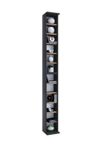 VCM. - Holzregal stehend | platzsparender CD Schrank für 204 CDs oder 72 DVDs | Maße: H. 180 x B. 21 x T. 20 cm | Elegantes DVD Regal stehend | Blu-Ray Regal | CD Regal - Bigol - Anthrazit / Honig-Eiche