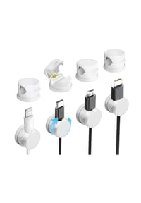 MANIKE - Selbstklebender Kabelhalter 360° drehbar, 8er-Pack Kabelclips Weiß, Kabelorganisation - Weiß