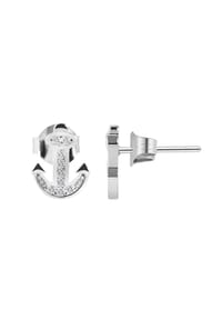 Adelia's - Adelia's Damen Ohrstecker aus 925 Sterling Silber mit Anker und Zirkonia - Strass - silber