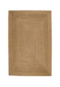 Green Looop - Kurzflorteppich Collins - Jute Teppich natur handgewebt mit Rahmendesign, schwer & robust - natur