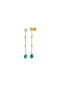 Fiocco JEWELRY - Bloomy Green Ohrringe Grünachat Zirkonia weiß Brillantschliff, 925 Sterling Silber - gelbgold