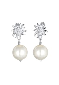 elli. - Ohrringe Tracht Edelweiss Perle Dirndl Silber - Silber