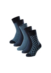 SCHIESSER - Herren Socken, 5er Pack - "Bluebird", Baumwoll-Mix, uni/gemustert - Blau/gemustert