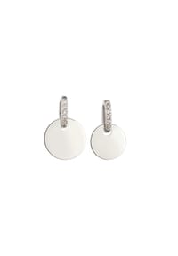 elli. - Schmuckset Anhänger Plättchen Rund Zirkonia Weiß 925 Sterling Silber - Silber