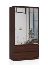Akord - Kleiderschrank S90 mit 2 Türen, 2 Schubladen und 4 Einlegeböden - artisan-eiche/weiß
