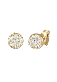 elli. PREMIUM - Ohrringe Kreis Geo Klassisch Funkelnd Zirkonia 585 Gelbgold - Gold