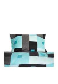 COFI - Moderne Fleece Bettwäsche Stillvolles Design in Türkis, Schwarz, Grau - Türkis, Schwarz, Grau 135x200 cm