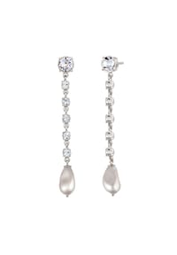 elli. - Ohrringe Ohrstecker Swarovski® Perlen Kristallen Weiß  925 Sterling Silber - Gold