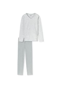 SCHIESSER - Casual Essentials Schlafanzug, V-Ausschnitt, für Damen - 210 SILBERGRAU/MELANGE