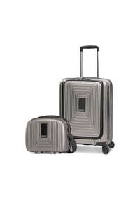 REDOLZ Essentials 14 - Essentials 14 Kofferset 2 tlg. Kabinentrolley mit Dehnfalte + Beautycase - aubergine metallic